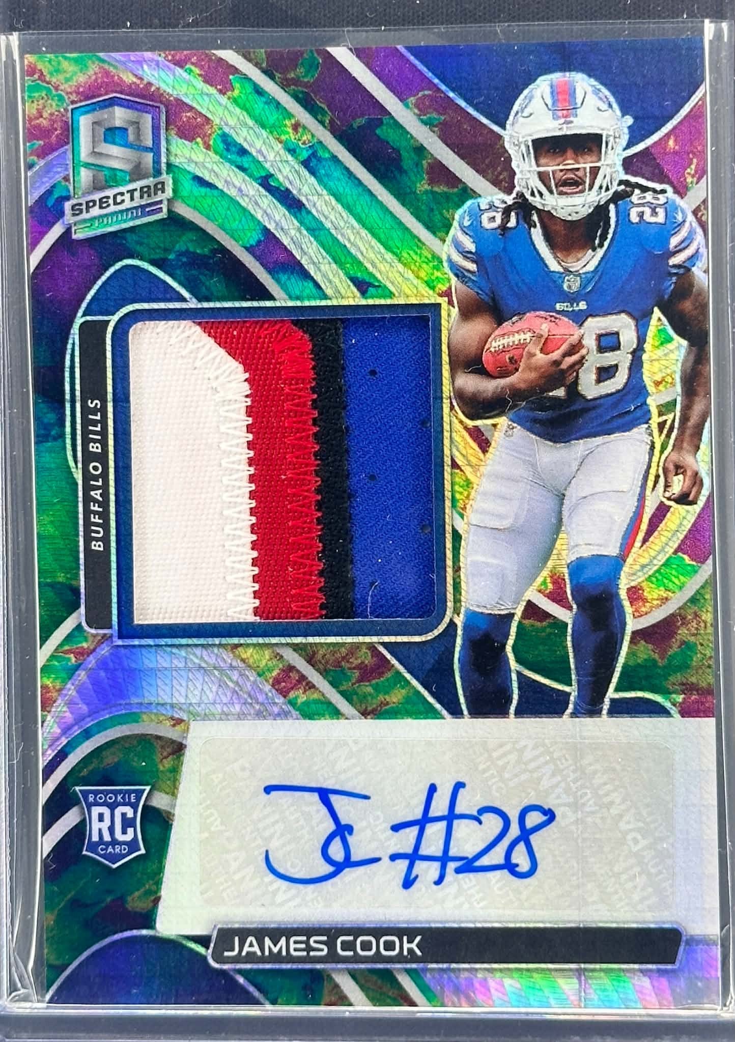 James Cook 2022 Panini Spectra Rookie Patch Auto /99 Buffalo Bills card #222