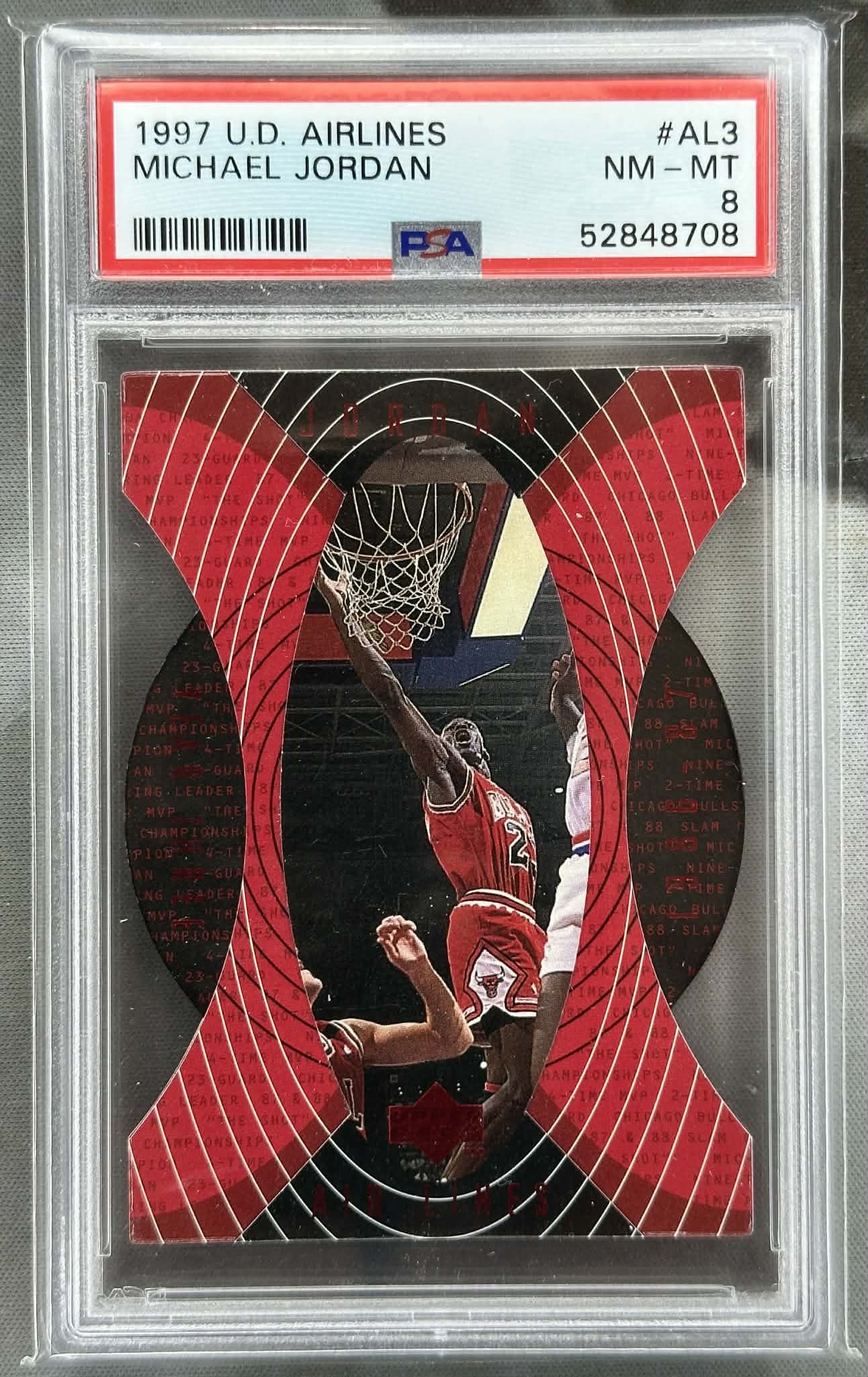 1997 Upper Deck UD Airlines Michael Jordan #AL3 PSA 8 graded basketball card