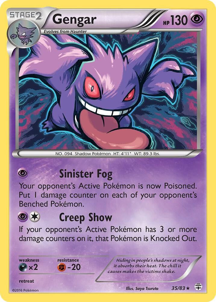 2016 Pokémon Gengar 35/83 Generations Reverse Holo Rare English card in Lightly Played condition.
