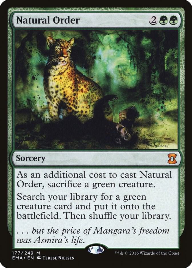 Card featuring a leopard in a forest setting with game text and artwork.