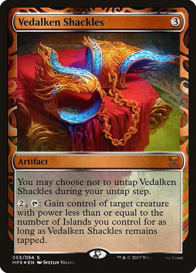 Buy Vedalken Shackles from Kaladesh Inventions (MPS), a premium Masterpiece Series Magic: The Gathering artifact for control and Commander decks.