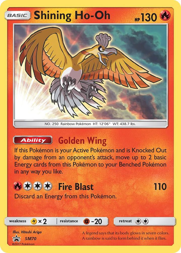 2017 Pokémon Shining Ho-Oh SM70 Sun & Moon Black Star Promo Holo factory sealed card.