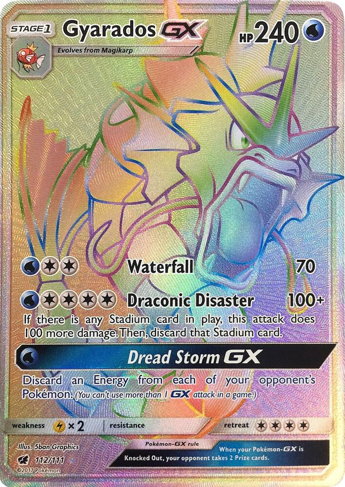 Pokemon Gyarados GX 112/111 Rainbow Secret Rare Crimson Invasion NM Card