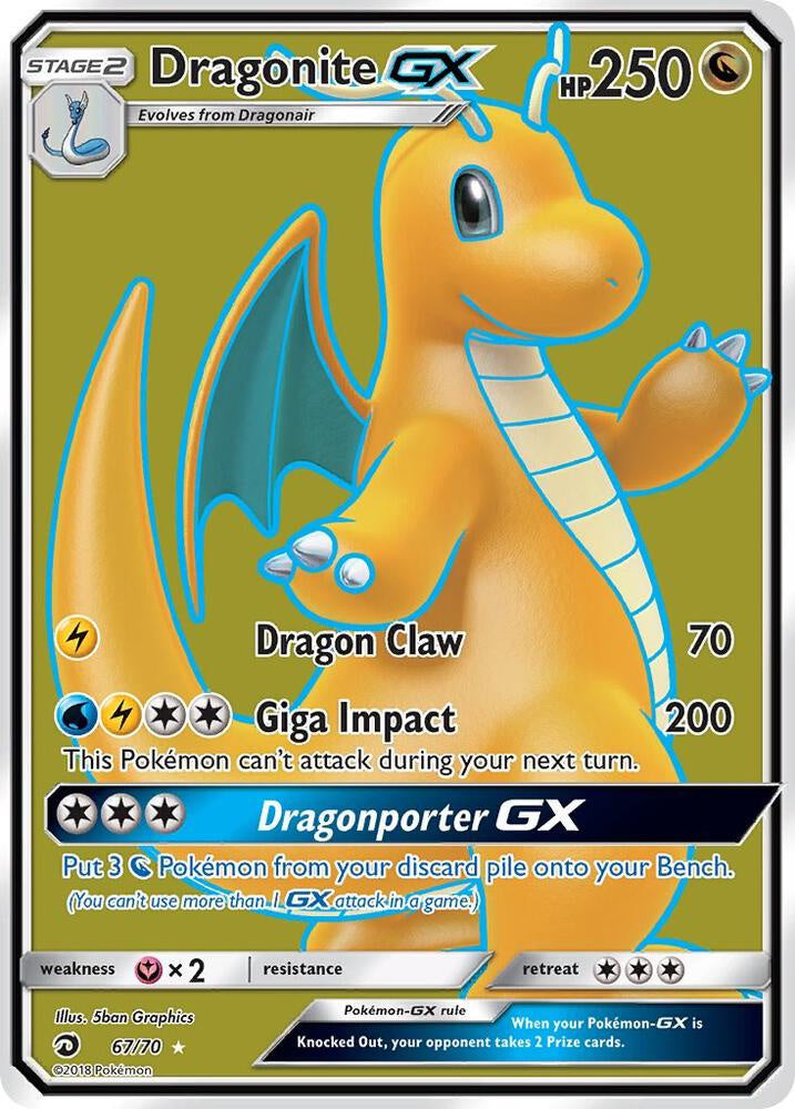 Pokémon Dragonite GX Full Art 67/70 Dragon Majesty Ultra Rare Card Near Mint Condition