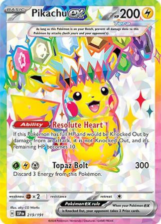 Product image of Pikachu ex 219/191 | Full Art Secret Rare | Pokémon Scarlet & Violet: Surging Sparks | Near Mint (NM)