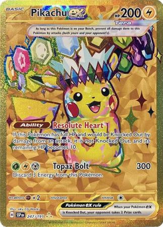 Product image of Pikachu ex - 247/191 - Gold Secret Rare Scarlet & Violet: Surging Sparks Singles