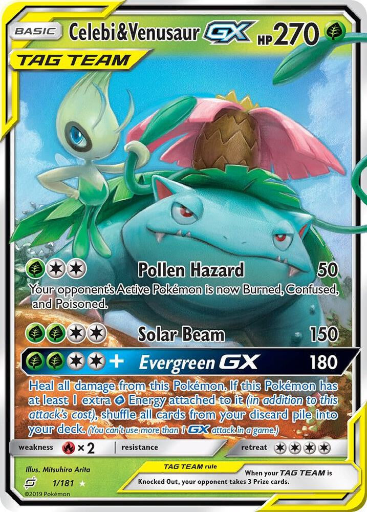 Pokemon Celebi and Venusaur GX 1/181 Full Art NM Card