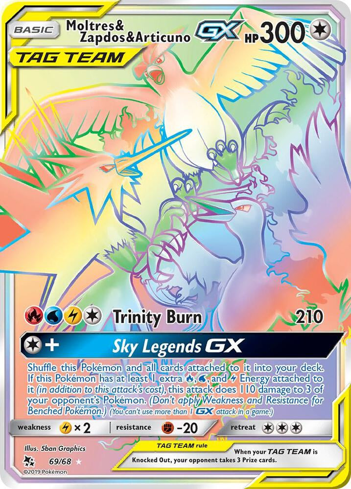 Pokemon Moltres Zapdos Articuno GX 69/68 Hidden Fates NM