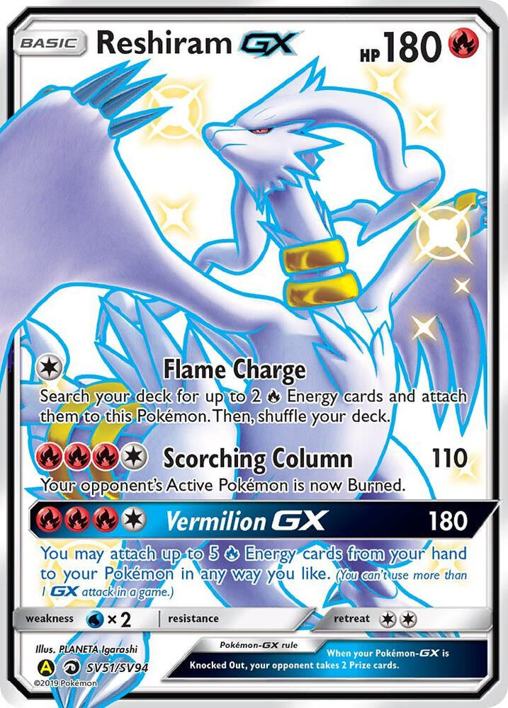 Pokémon Reshiram GX – SV51/SV94 – Hidden Fates Shiny Vault Holo (NM)