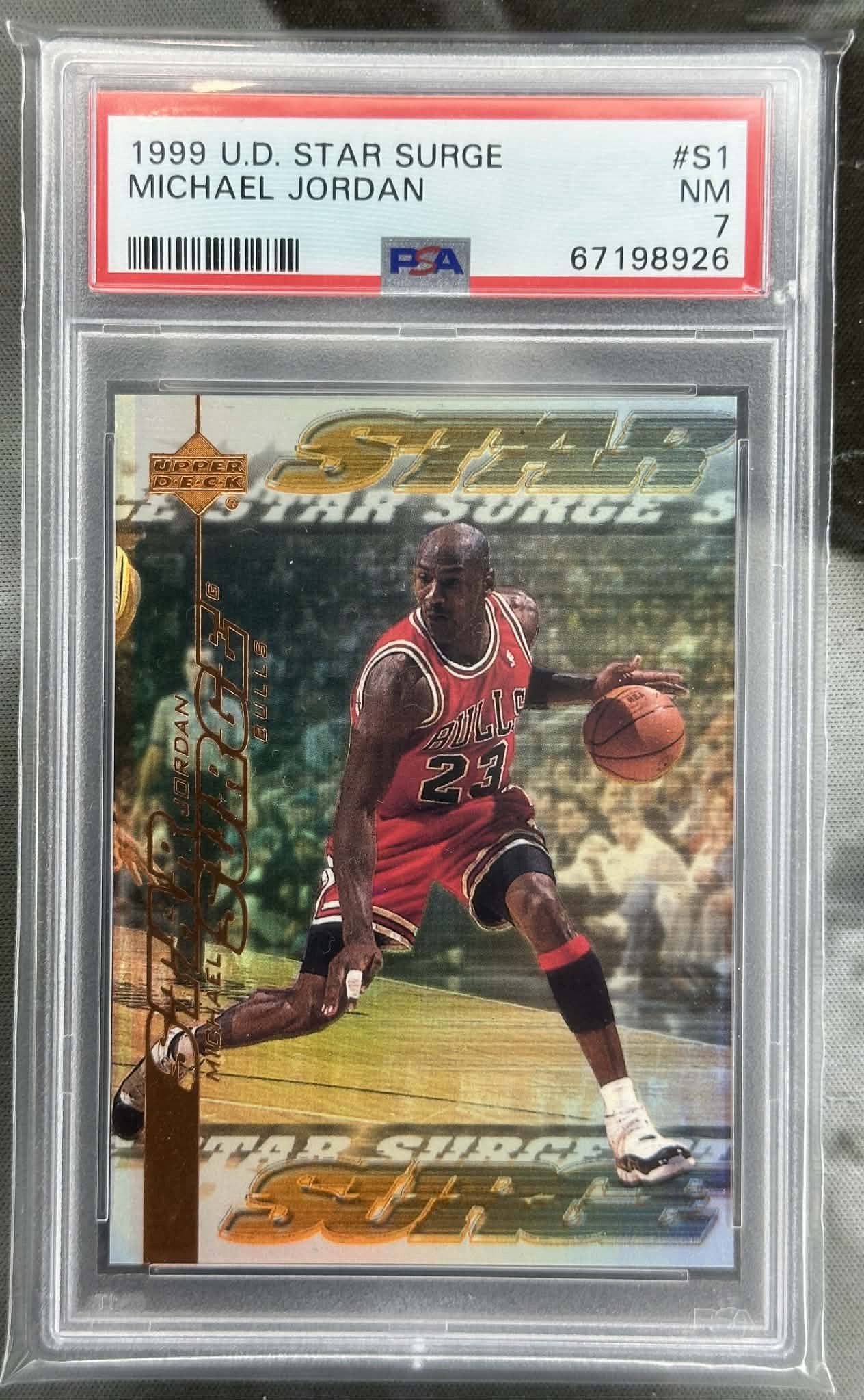 1999-00 Upper Deck Michael Jordan Star Surge #S1 PSA 7 graded basketball card