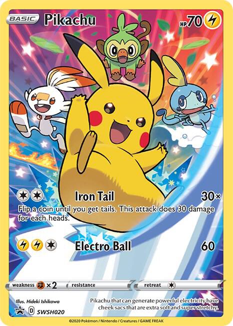 Pikachu SWSH020 Pokémon Black Star Promo Holo Card – Near Mint