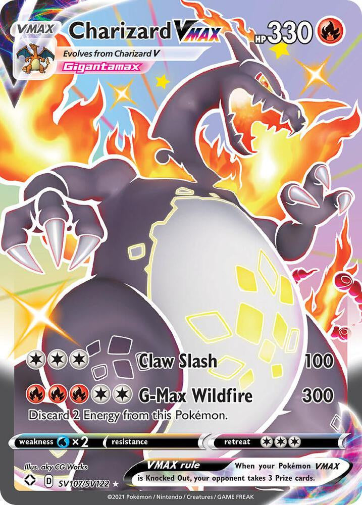 Pokémon Charizard VMAX SV107/SV122 Shining Fates Shiny Vault Holo NM