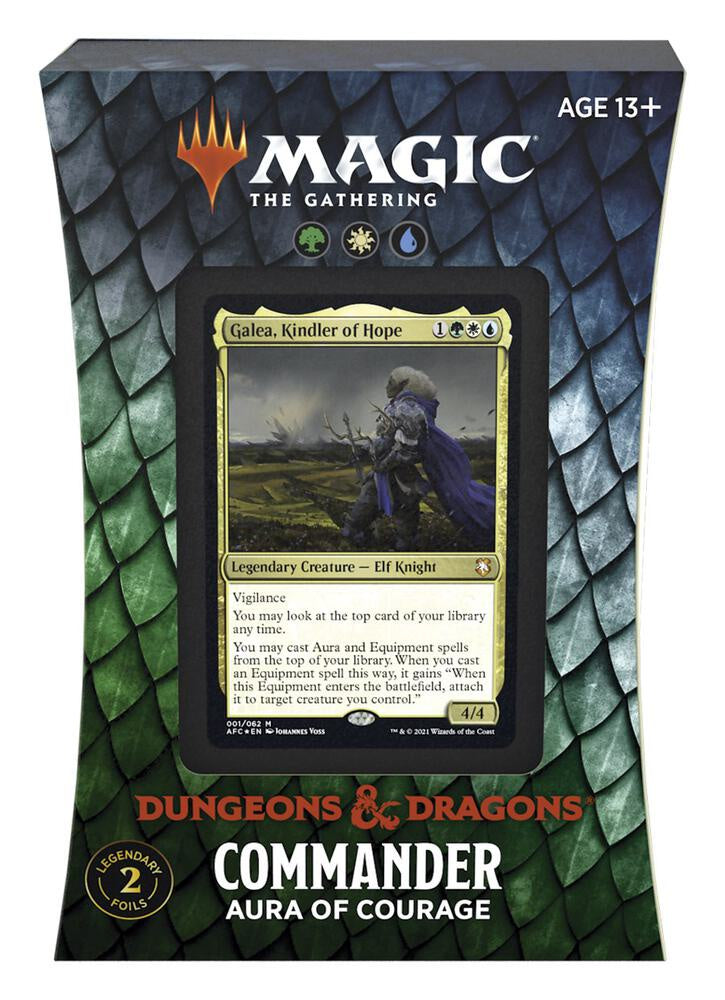 Magic The Gathering Adventures in the Forgotten Realms Aura of Courage Commander Deck featuring Galea Kindler of Hope