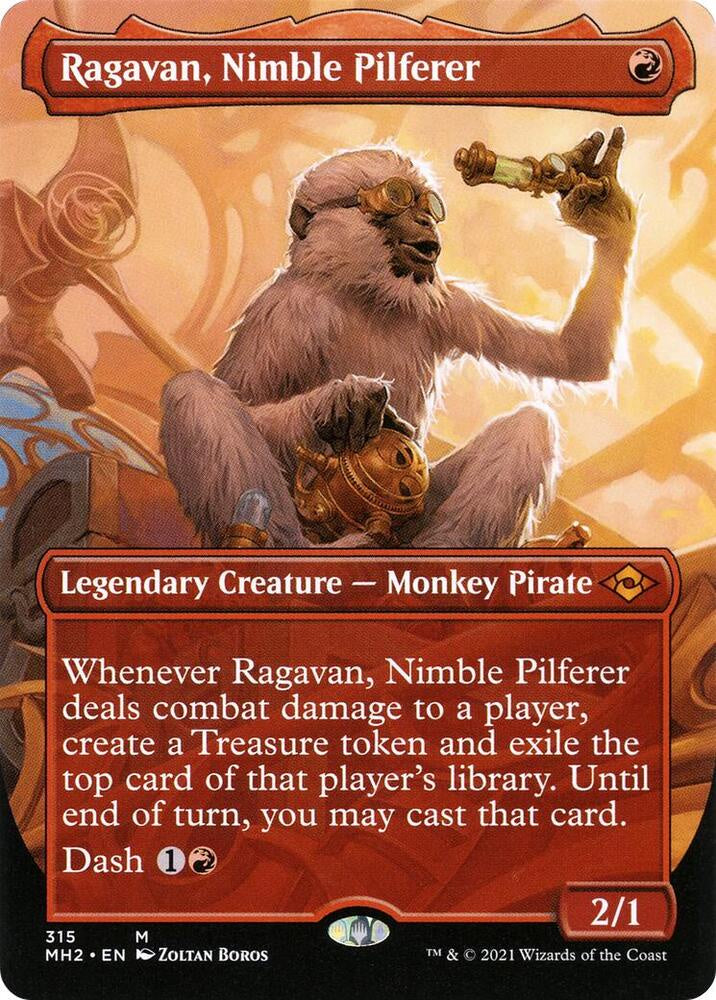 Near Mint Borderless Ragavan, Nimble Pilferer from Modern Horizons 2 for Magic: The Gathering.