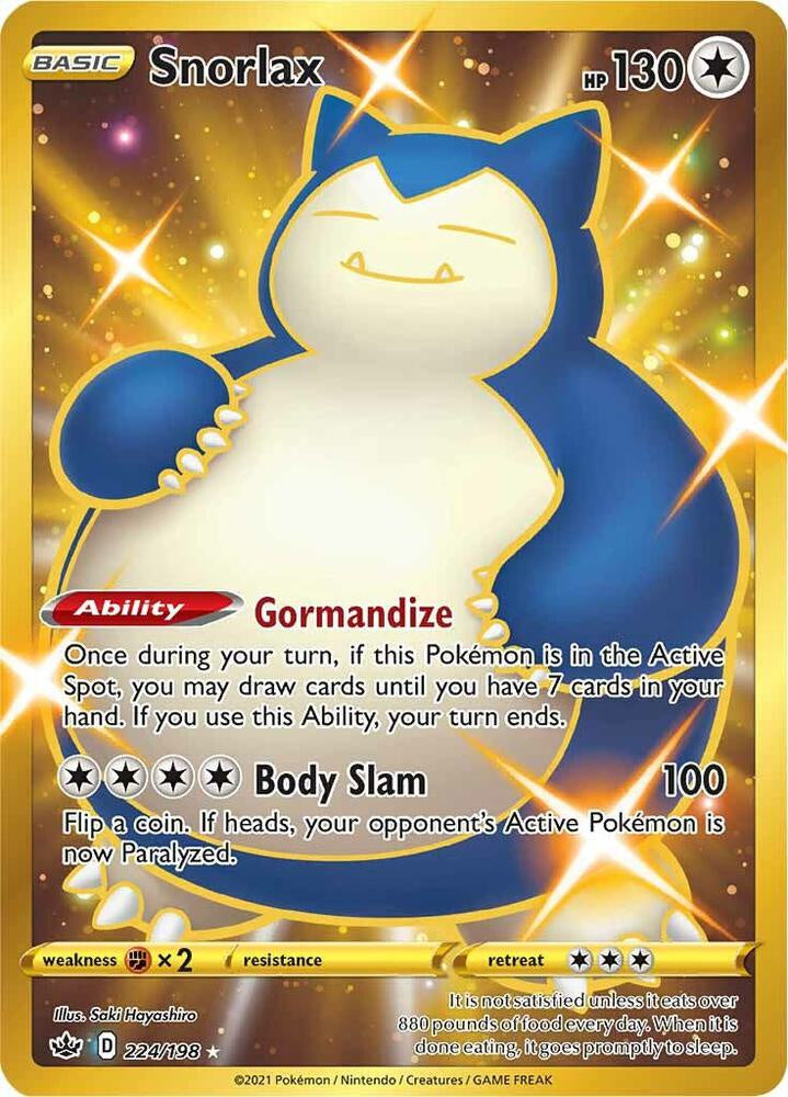 Snorlax 224/198 Chilling Reign Gold Secret Rare Near Mint Mint Pokemon card