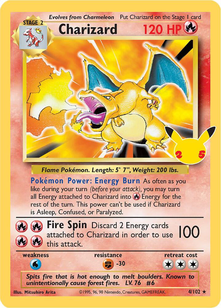 Charizard 4/102 Celebrations Classic Collection Lightly Played Pokemon card