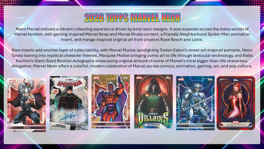 Front of 2026 Topps Marvel Neon Value Blaster Box