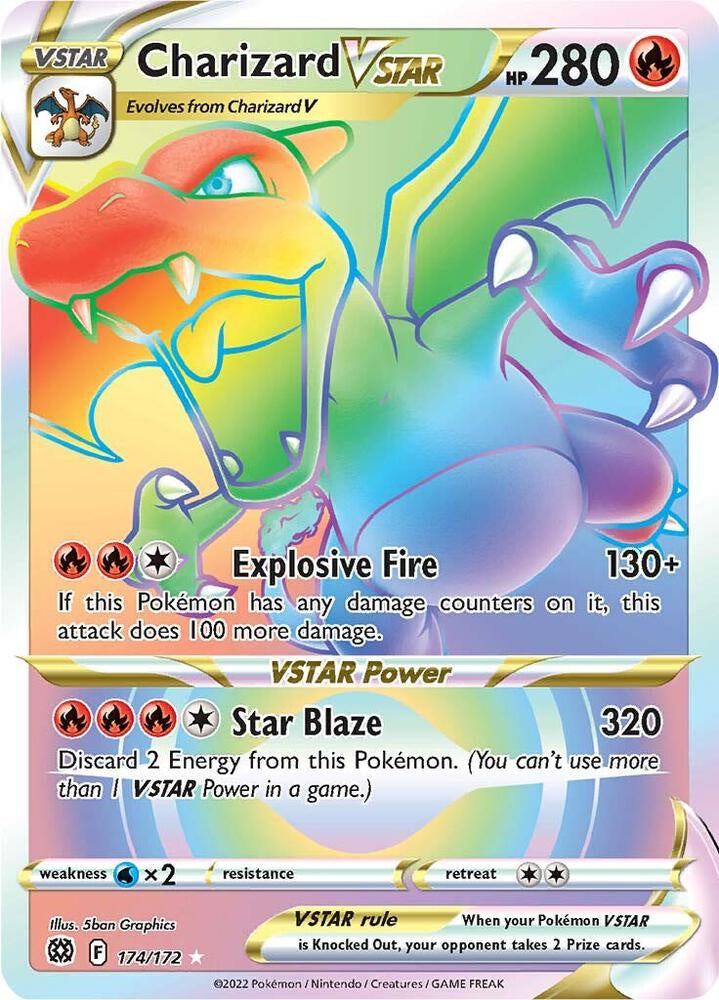 Charizard VSTAR 174/172 Secret Rare Brilliant Stars Pokémon Card – Near Mint