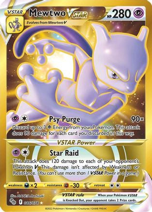 Mewtwo VSTAR 086/078 Secret Rare Pokémon trading card.