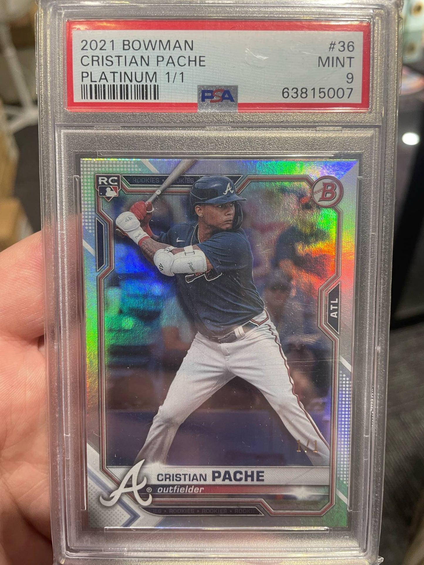 Product image of 2021 Bowman Cristian Pache Platinum 1/1 PSA 9