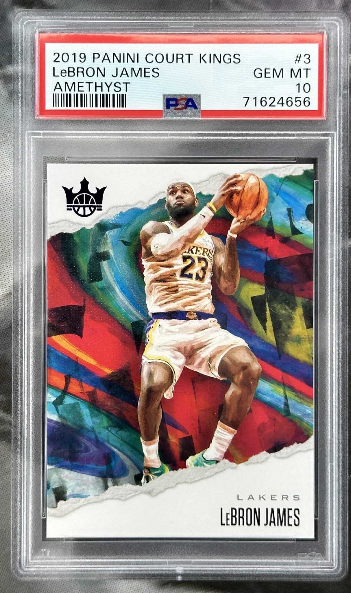 2019 Panini Court Kings LeBron James Amethyst #3 serial numbered 11/99 PSA 10 Gem Mint graded basketball card