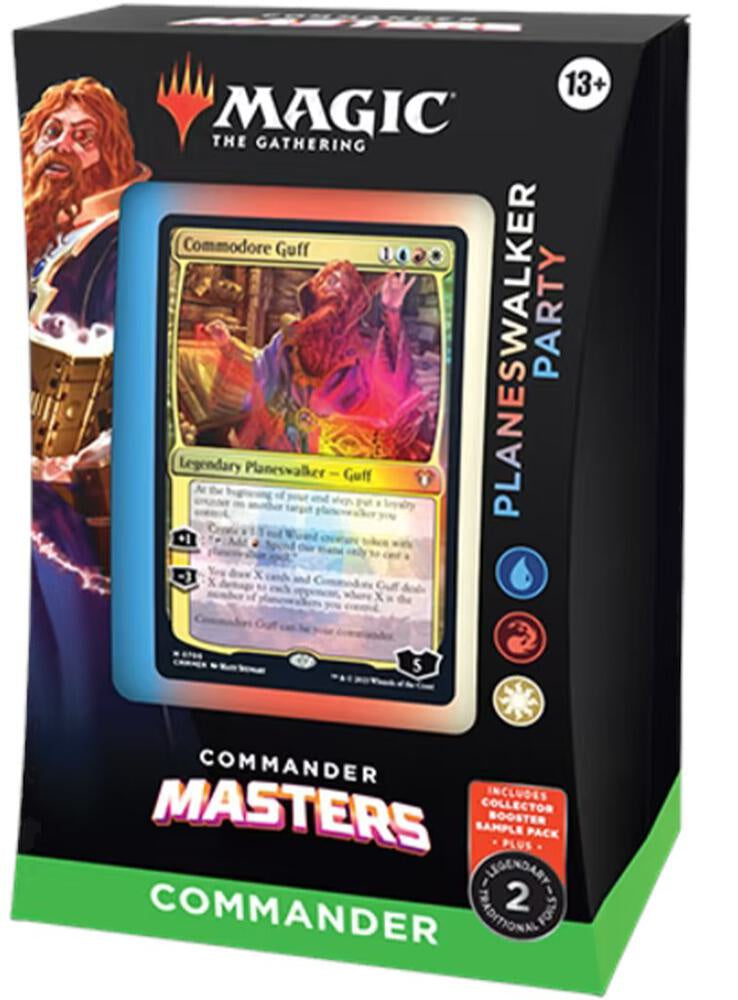 Card game packaging for 'Magic: The Gathering' with a card displayed on a black background.