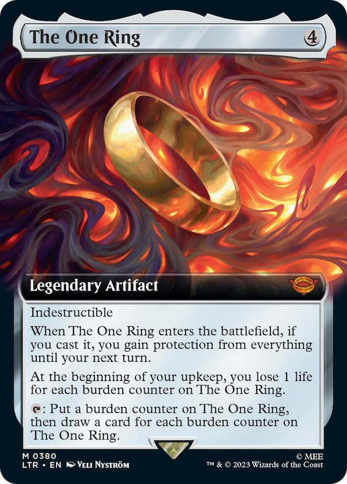 Trading card featuring 'The One Ring' with fiery design