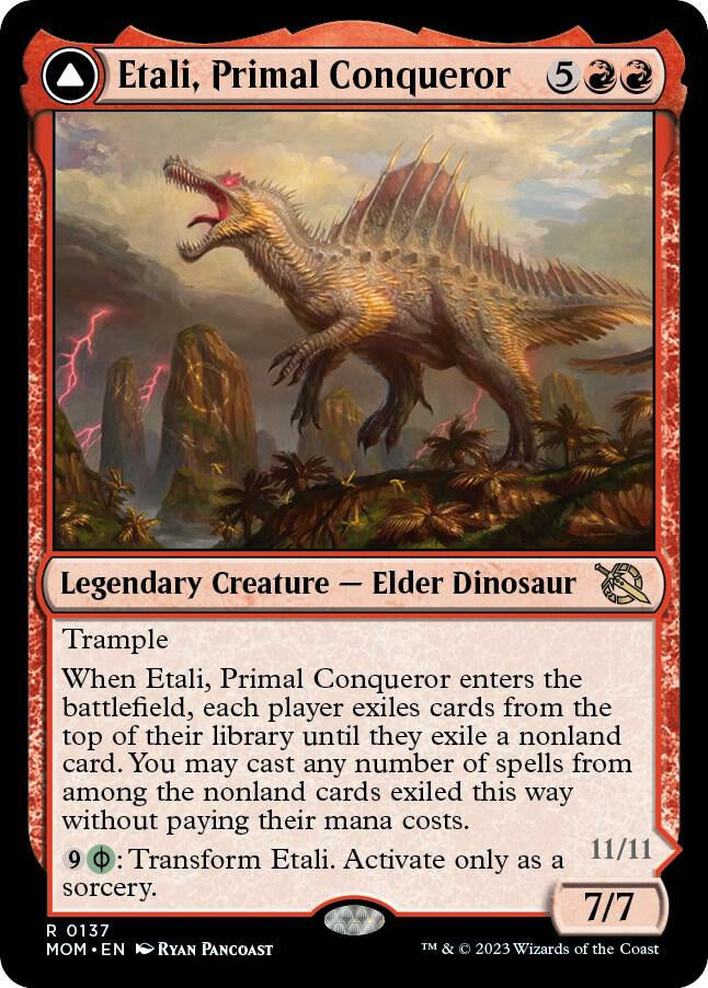 Card featuring a dinosaur-like creature with game text and artwork