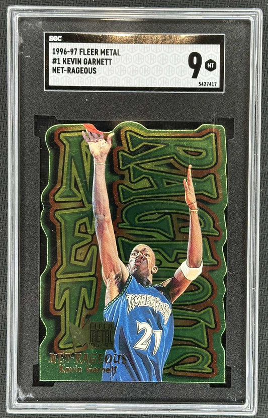 1996 Fleer Metal Net-Rageous Kevin Garnett #1 graded PSA 9 Mint