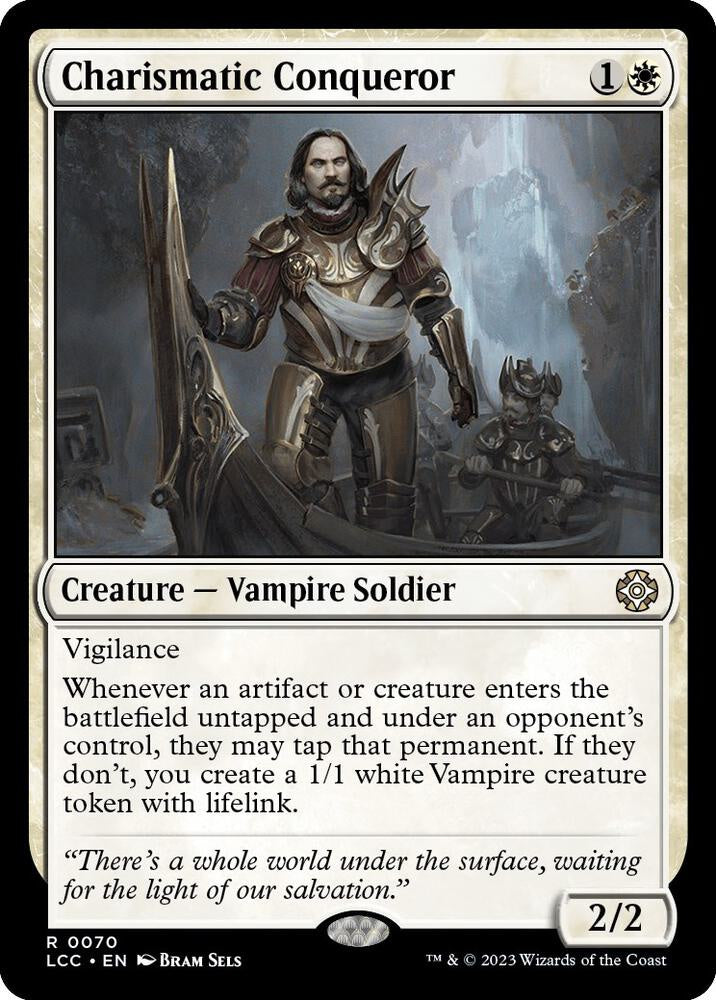Charismatic Conqueror from Commander: The Lost Caverns of Ixalan (LCC) Near Mint Rare Magic: The Gathering Vampire Soldier and Commander token card.