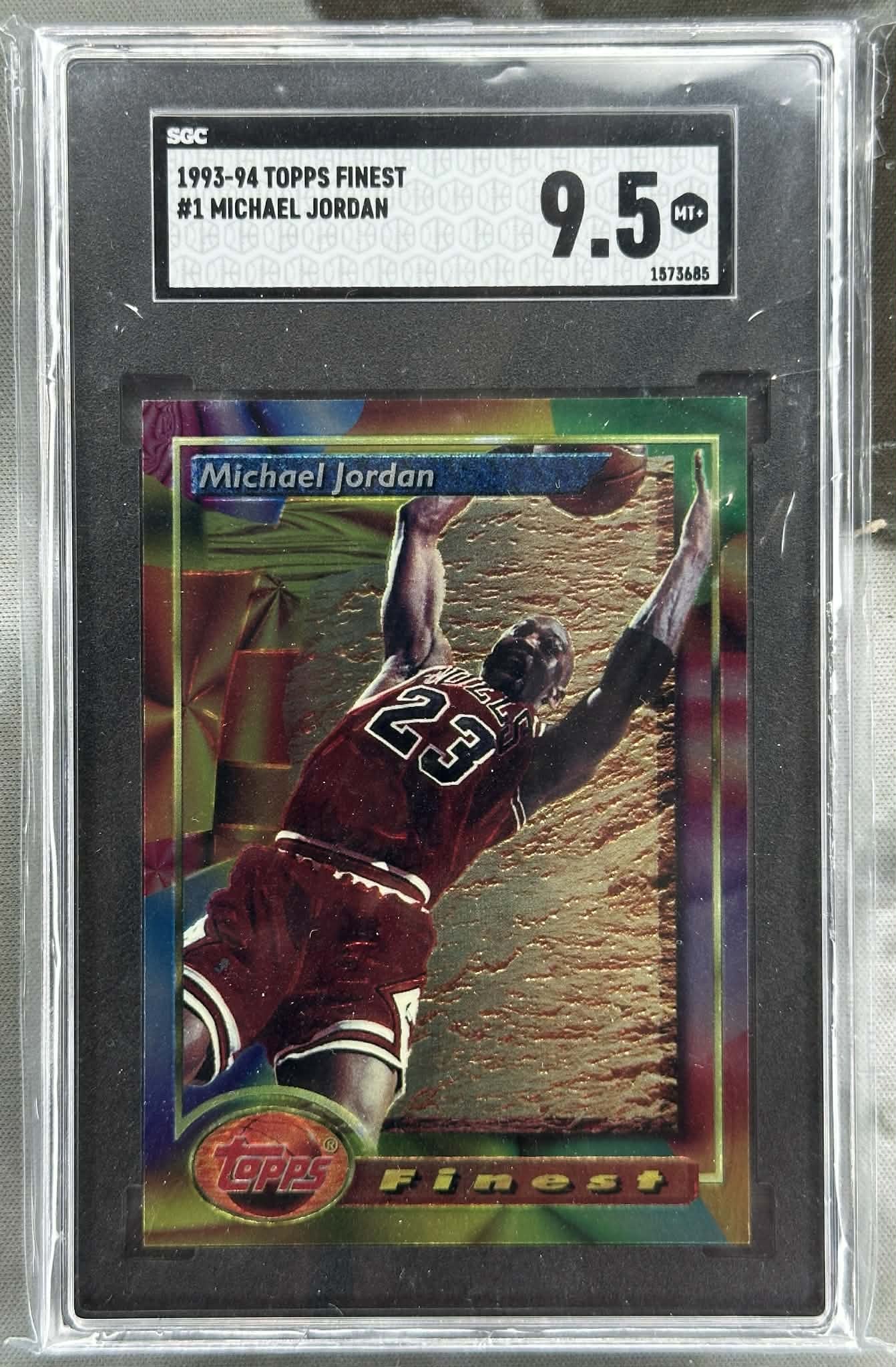 1993-94 Topps Finest Michael Jordan #1 Chicago Bulls SGC 9.5 Gem Mint graded basketball card