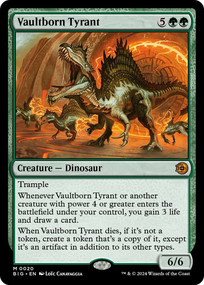 Fantasy card featuring a dinosaur-like creature with game text and artwork.