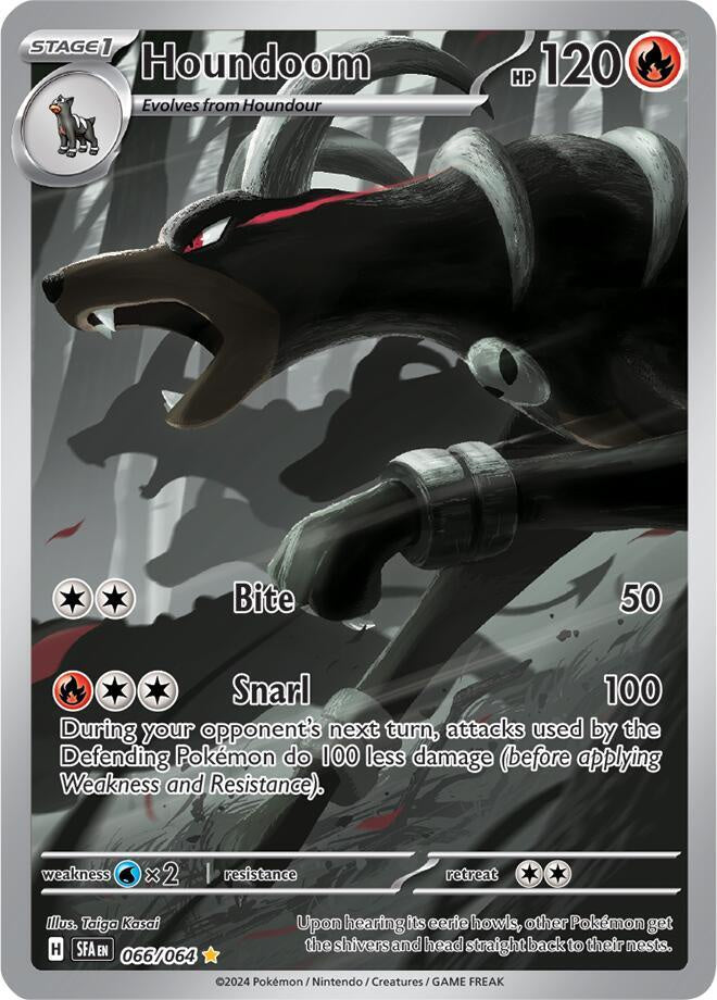 Houndoom 066/064 Illustration Rare from Pokémon TCG Shrouded Fable Near Mint featuring full-art Houndoom artwork.