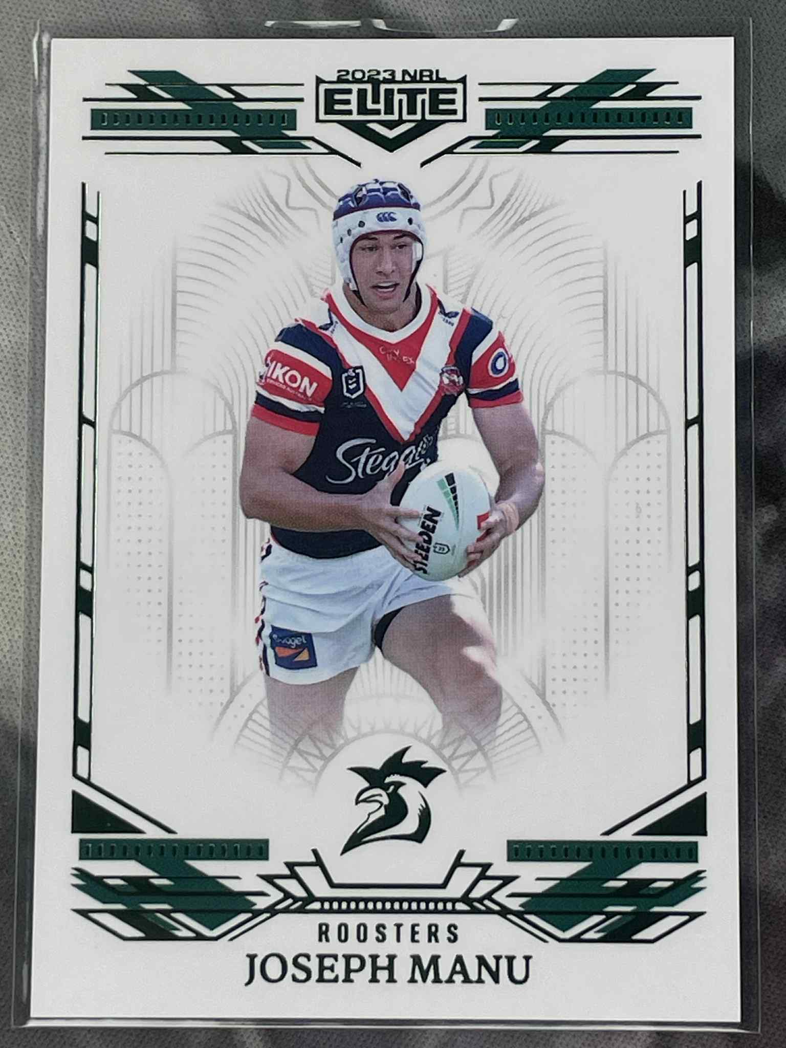 2023 NRL Elite Emerald Mojo Joseph Manu #/9 trading card