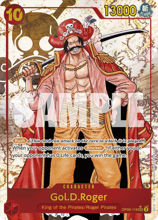 Gol D. Roger alternate art card from One Piece Card Game Emperors in the New World OP09.