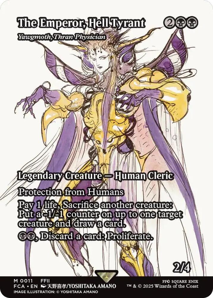 Card featuring 'The Emperor, Hell Tyrant' with detailed artwork and text.