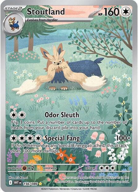 Pokémon Stoutland 156/086 Illustration Rare holo card from Scarlet & Violet White Flare in Near Mint condition