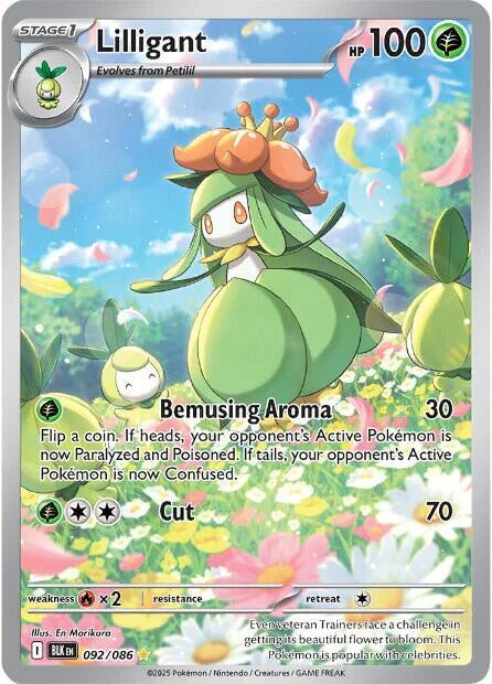 Pokémon Lilligant 092/086 Illustration Rare holo card from Scarlet & Violet Black Bolt in Near Mint condition.