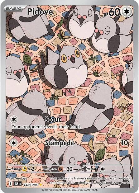Pokémon Pidove 148/086 Illustration Rare holo card from Scarlet & Violet Black Bolt in Near Mint condition.