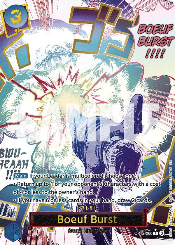Boeuf Burst Alternate Art OP12 Legacy of the Master One Piece card.