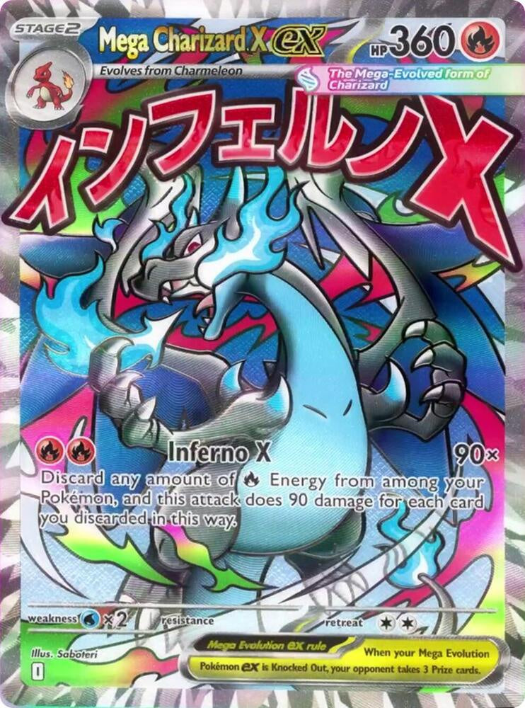 “Mega Charizard X ex 023 Mega Evolution Promo Pokémon card.”