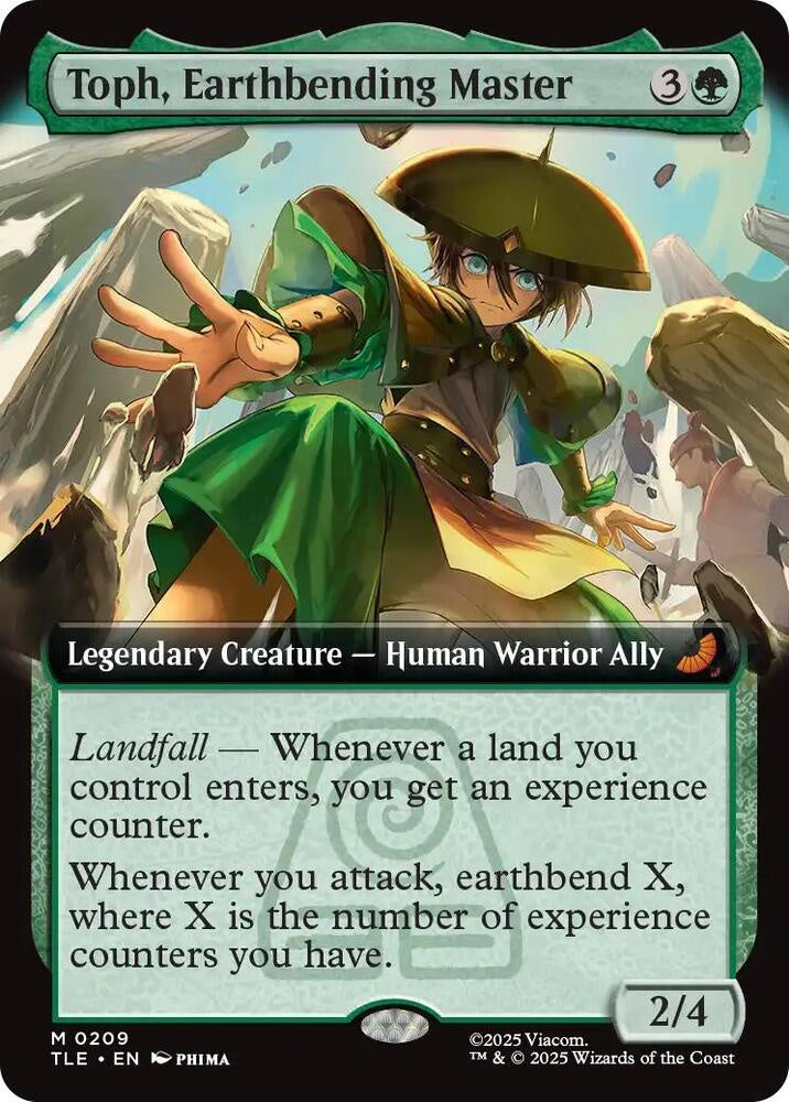 Card featuring Toph, Earthbending Master, a legendary creature from a collectible card game.