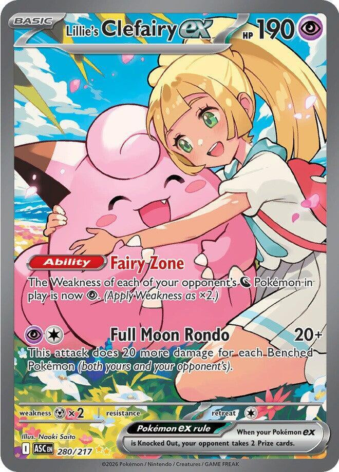 Lillie’s Clefairy ex 280/217 Ascended Heroes SIR Near Mint Pokemon card