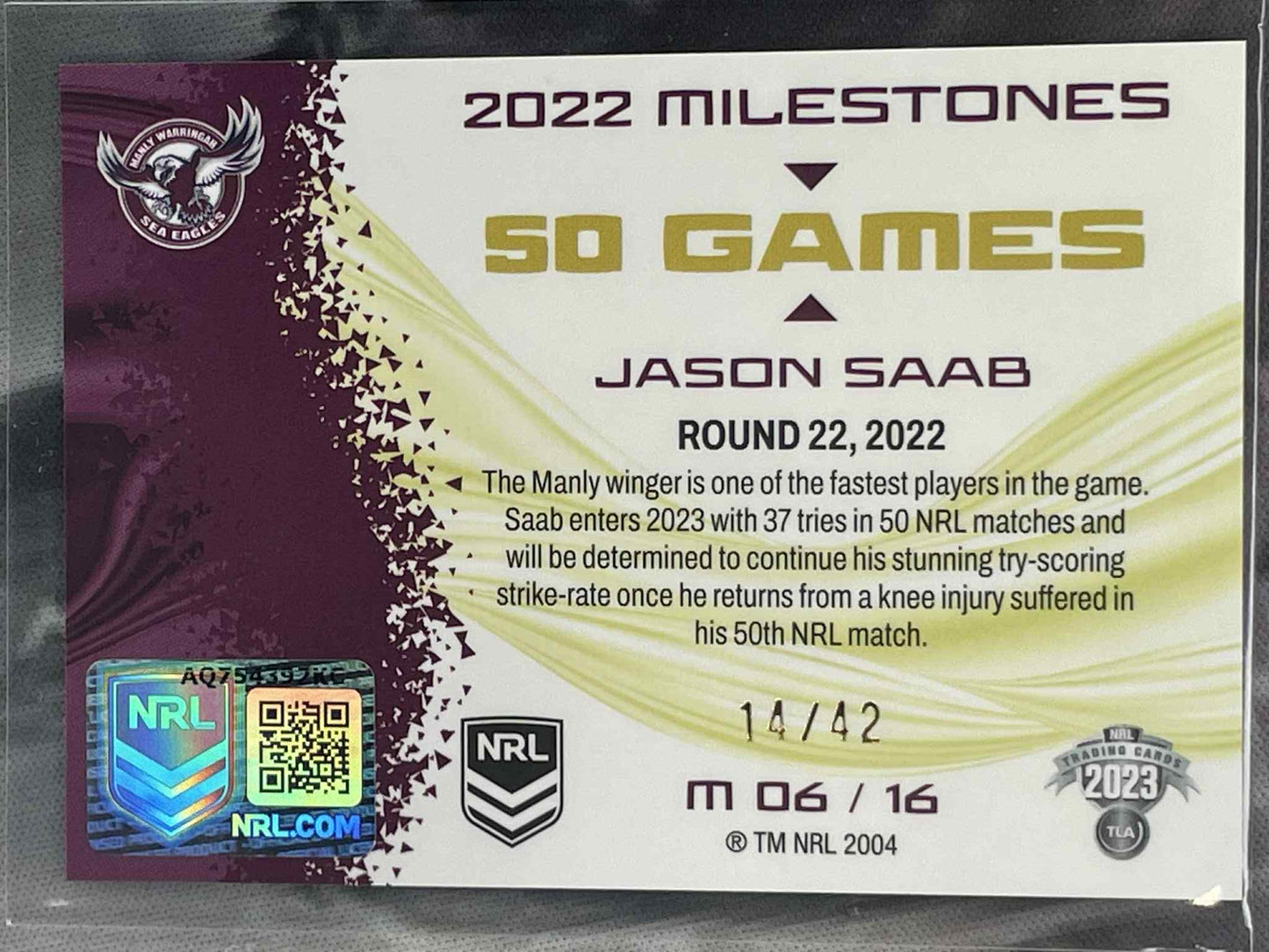 2023 Elite Milestones Jason Saab 14/42