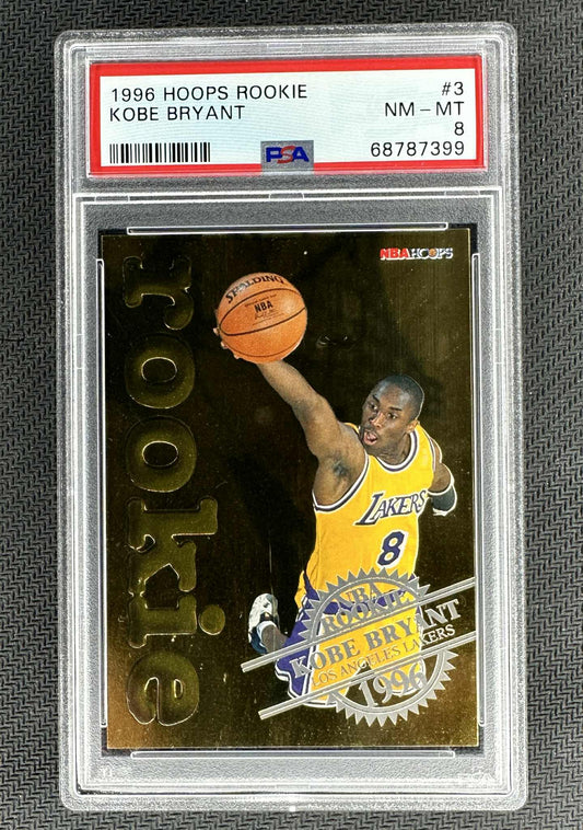 1996 Hoops Kobe Bryant Rookie Card #3 graded PSA 8