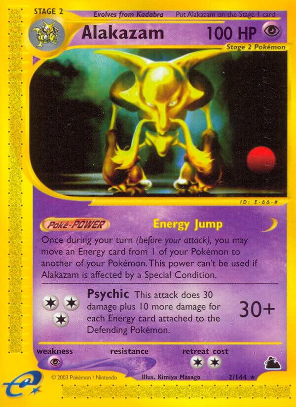2003 Pokémon Alakazam 2/144 Skyridge Rare Non Holo English E-Series card in Very Lightly Played condition.