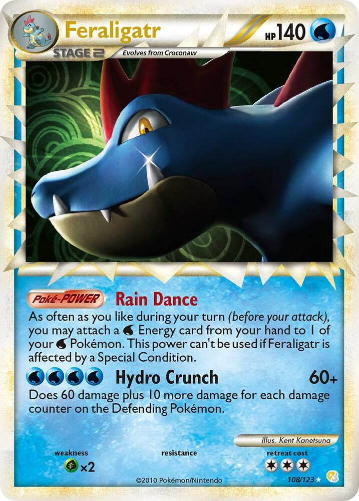 Pokemon Feraligatr Prime 108/123 HeartGold SoulSilver Holo LP Card