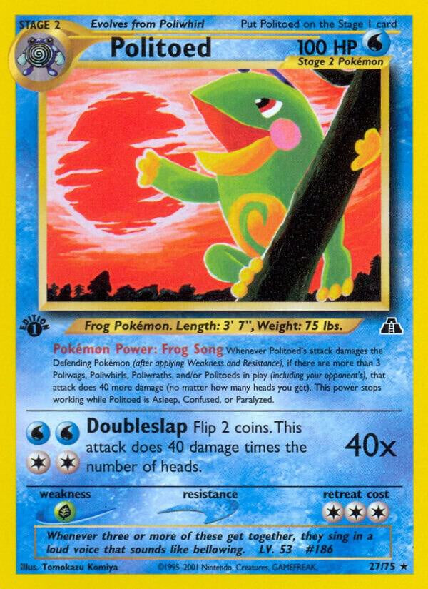 2001 Pokémon Neo Discovery Politoed Holo 8/75 1st Edition LP