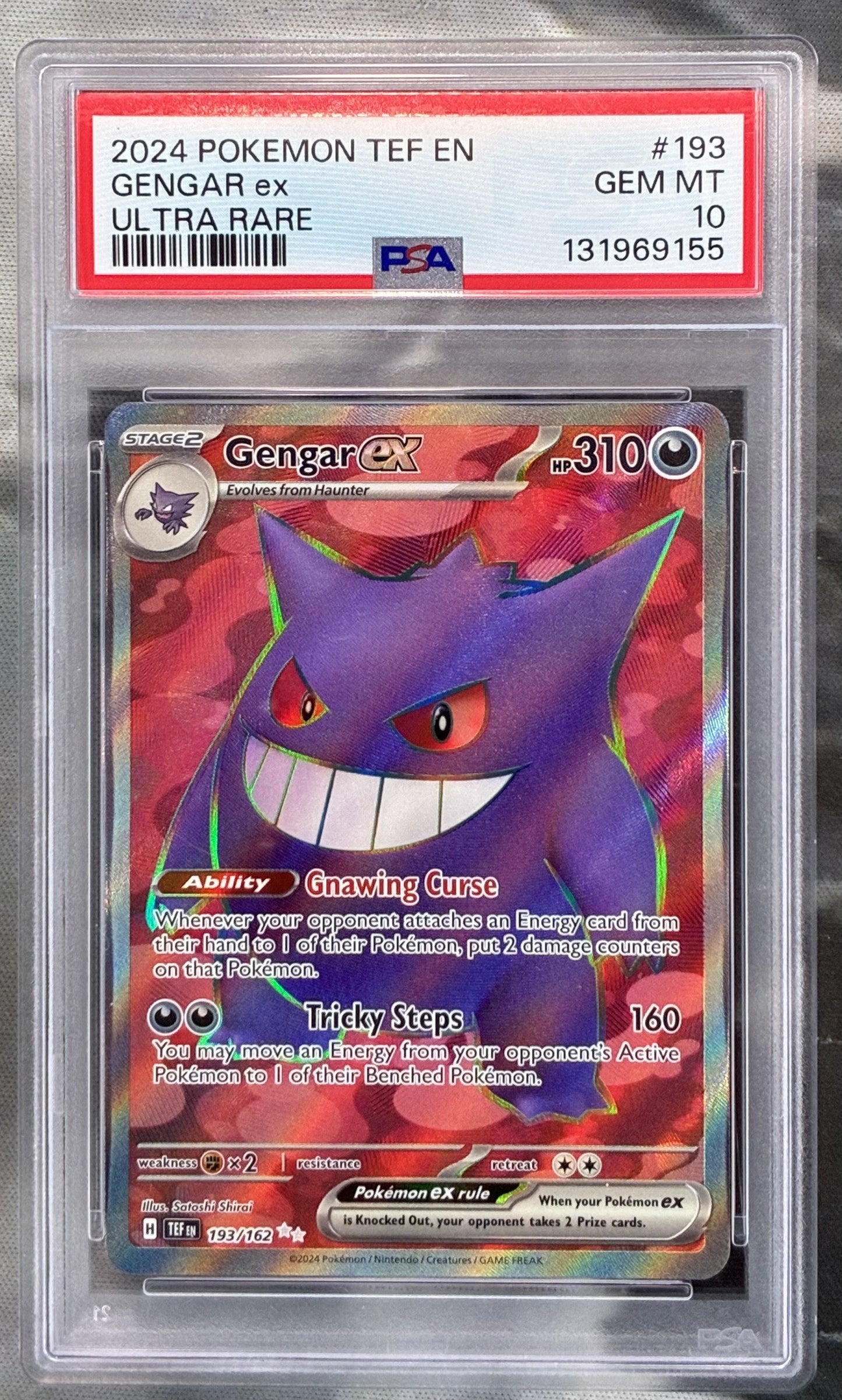 Pokémon Gengar EX Full Art Ultra Rare Temporal Forces #193/162 PSA 10 Gem Mint