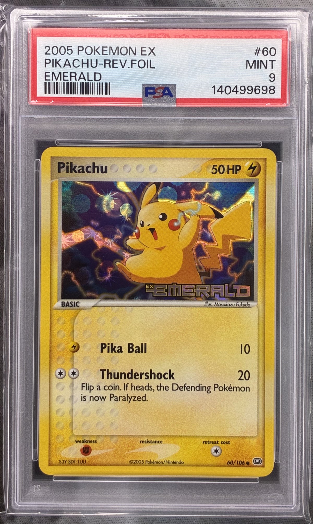 Pokémon Pikachu Reverse Holo Stamp 60/106 EX Emerald PSA 9 Mint